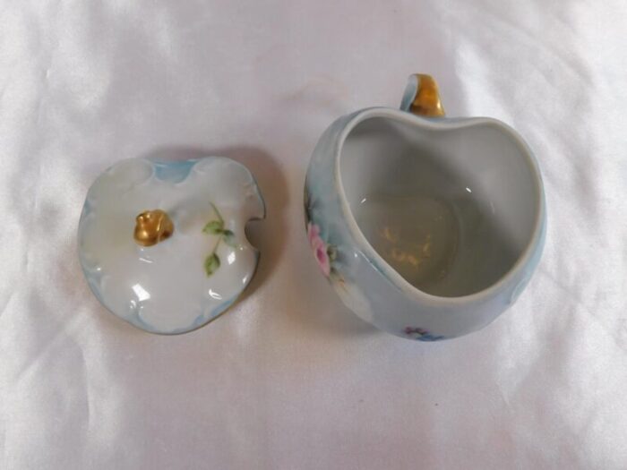 1960s small blue floral sugar bowl honey pot jelly jar 2132