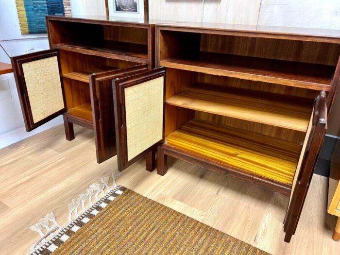 1960s vintage mid century set of 2 brazilian rosewood nightstands made in denmark 0414