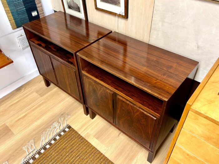 1960s vintage mid century set of 2 brazilian rosewood nightstands made in denmark 1652