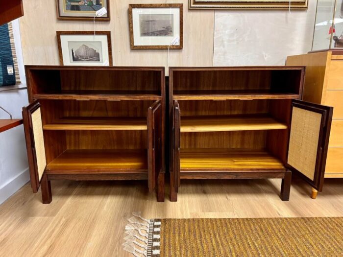 1960s vintage mid century set of 2 brazilian rosewood nightstands made in denmark 4667