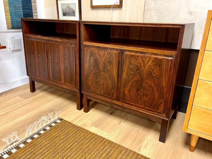 1960s vintage mid century set of 2 brazilian rosewood nightstands made in denmark 7330