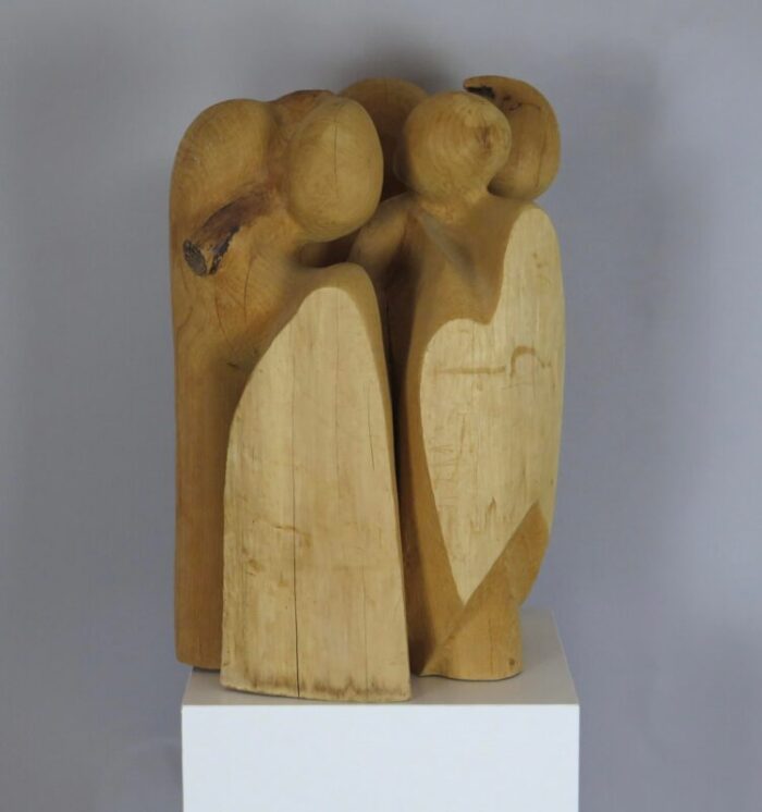 1970s abstract wood sculpture by roland lavianne 1719