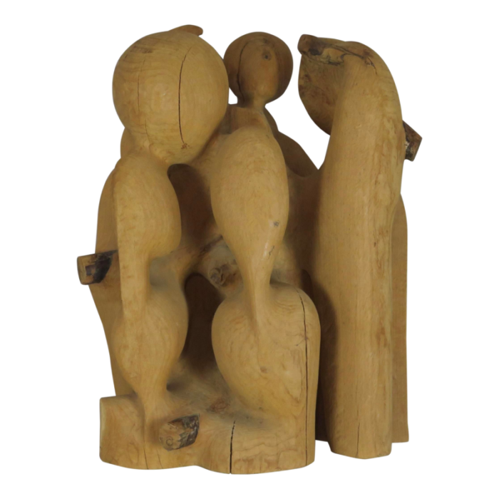 1970s abstract wood sculpture by roland lavianne 2132