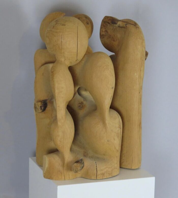 1970s abstract wood sculpture by roland lavianne 4628