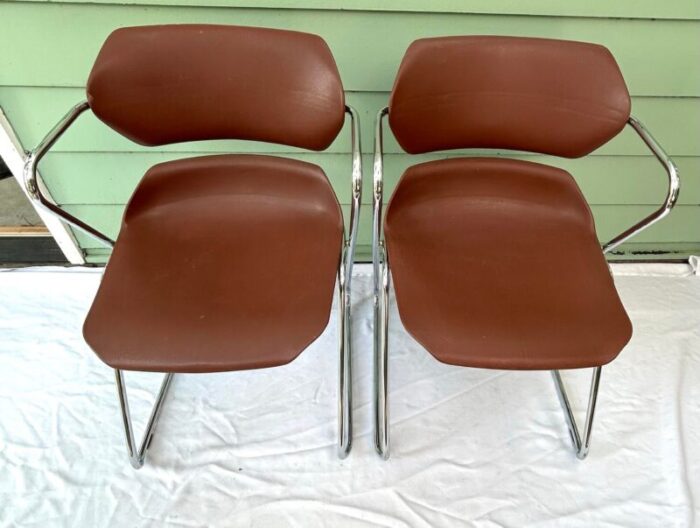 1970s chrome acton stacker office chairs a pair 5267