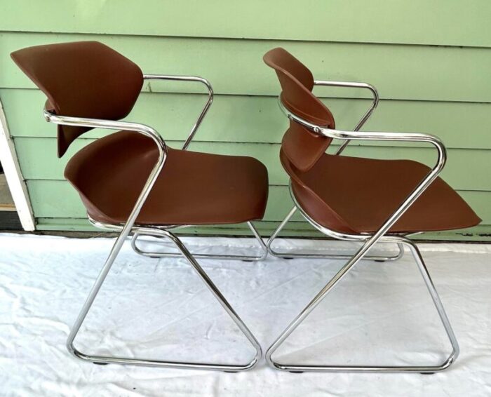 1970s chrome acton stacker office chairs a pair 8265