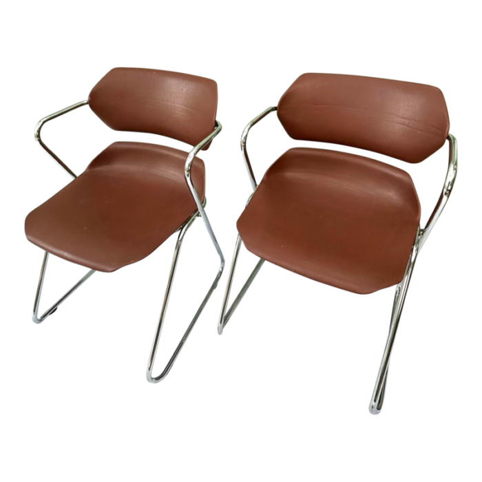 1970s chrome acton stacker office chairs a pair 8371