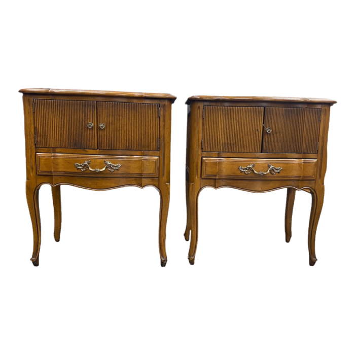 1970s davis cabinet company french country nightstands a pair 7872