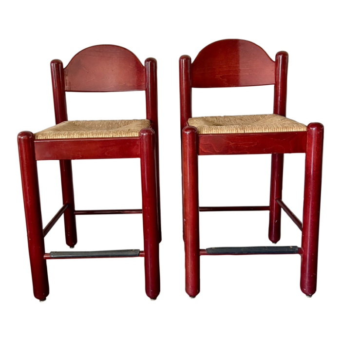 1970s hank lowenstein style padova bar stools with rush seats 3174