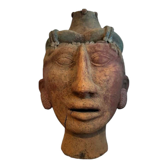 1970s large scale terracotta mayan style bust sculpture 9242