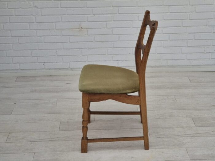 1970s set of 4 danish dining chairs original condition oak wood furniture velour 1013