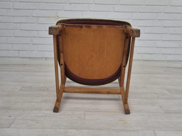 1970s set of 4 danish dining chairs original condition oak wood furniture velour 3427