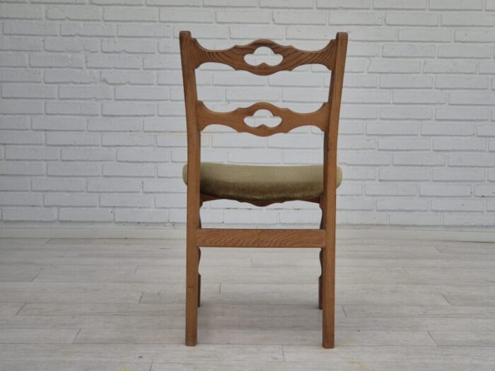 1970s set of 4 danish dining chairs original condition oak wood furniture velour 7123