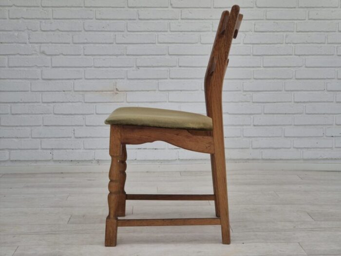 1970s set of 4 danish dining chairs original condition oak wood furniture velour 8270