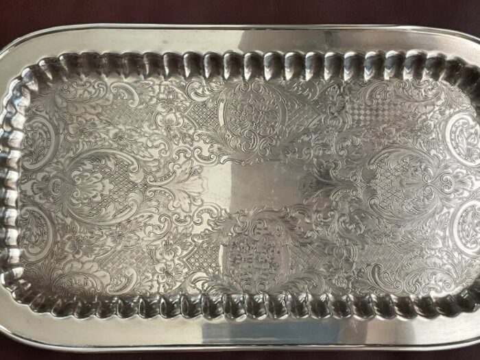 1970s silver plate large butlers buffet tray footed with handles by leonard silver 6022