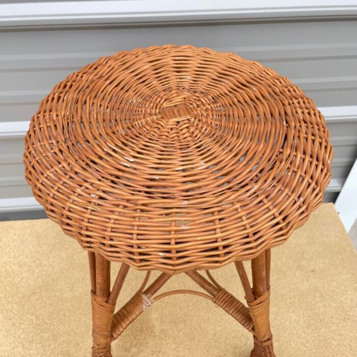 1970s wicker stool or plant stand 0046