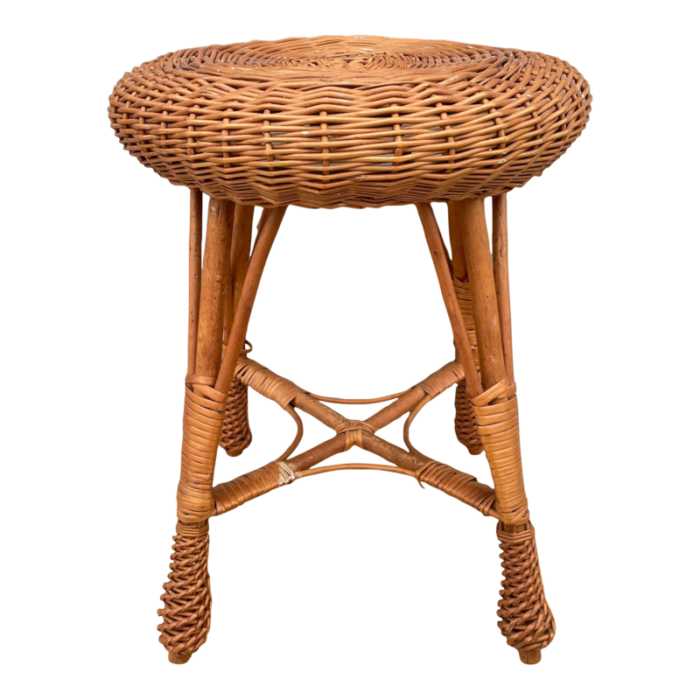 1970s wicker stool or plant stand 5160