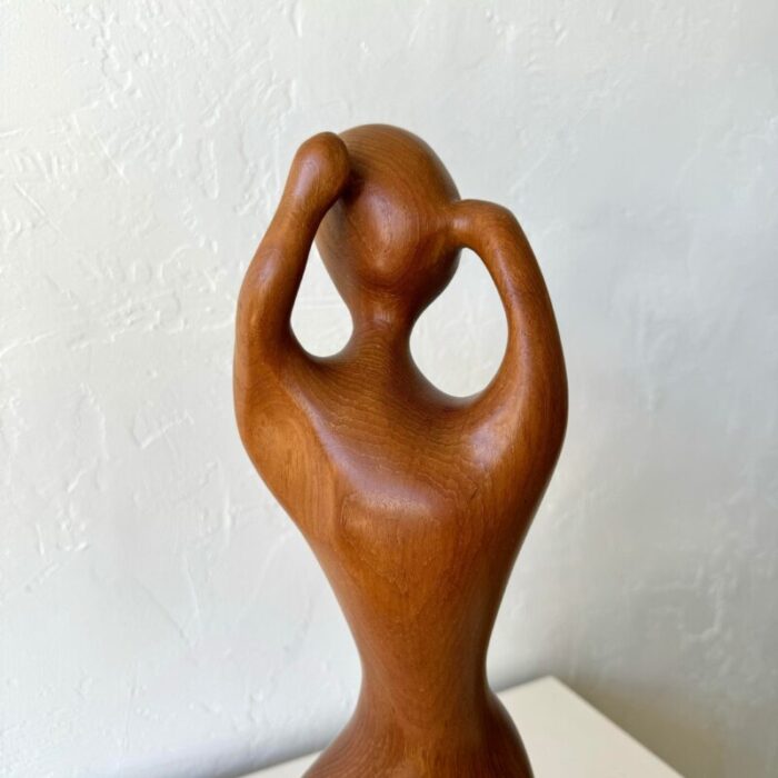 1980s abstract figurative teak female sculpture 0019