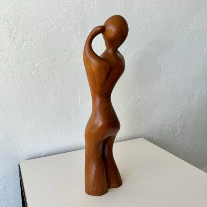 1980s abstract figurative teak female sculpture 0750