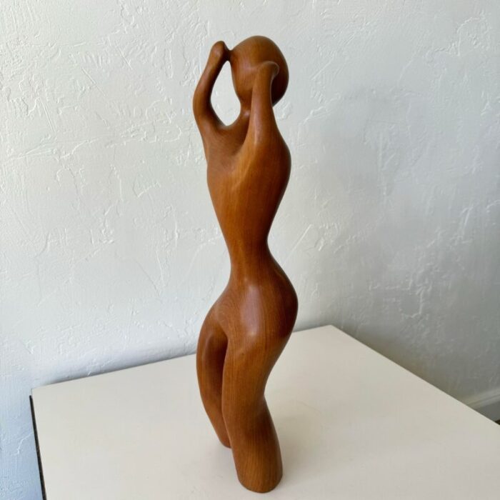 1980s abstract figurative teak female sculpture 2073