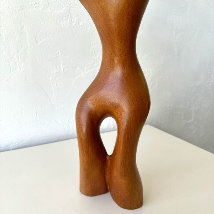 1980s abstract figurative teak female sculpture 3078