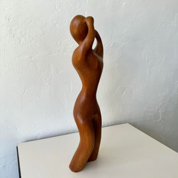 1980s abstract figurative teak female sculpture 4258