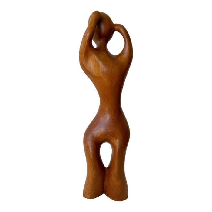 1980s abstract figurative teak female sculpture 9789