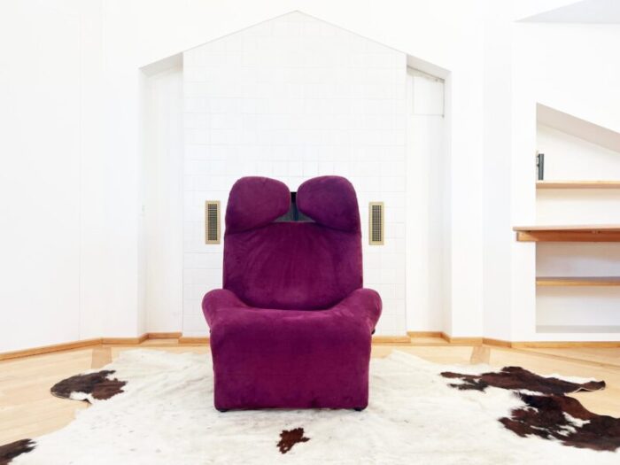 1980s purple suede cassina 111 wink chaise lounge by toshiyuki kita japan italy 4280