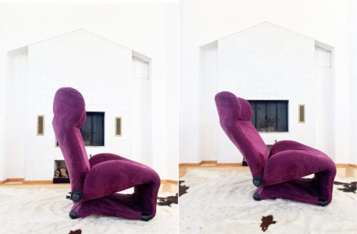 1980s purple suede cassina 111 wink chaise lounge by toshiyuki kita japan italy 6305