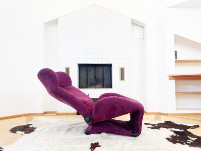 1980s purple suede cassina 111 wink chaise lounge by toshiyuki kita japan italy 6807