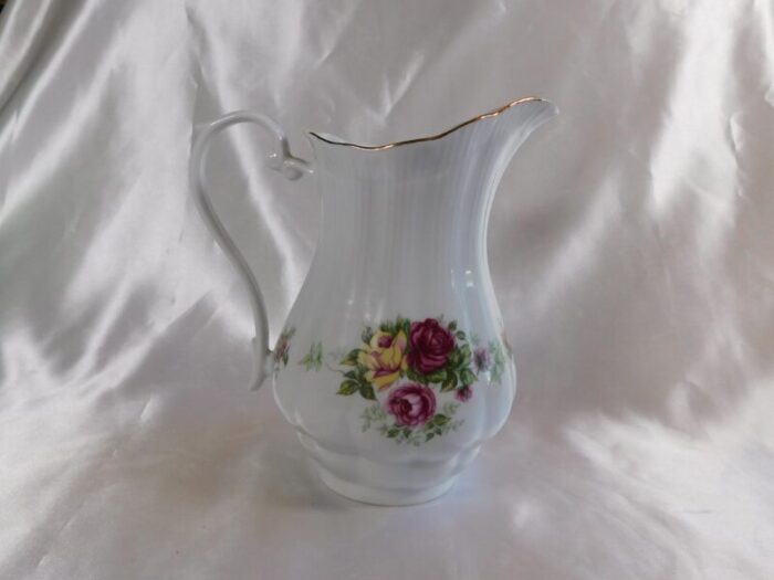 1980s white porcelain pitcher by crystal clear of poland 0491