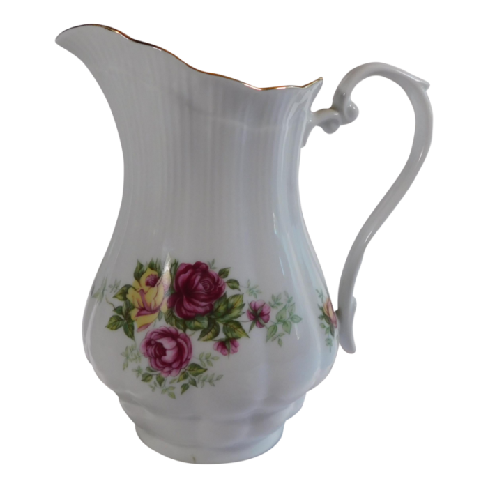 1980s white porcelain pitcher by crystal clear of poland 8046