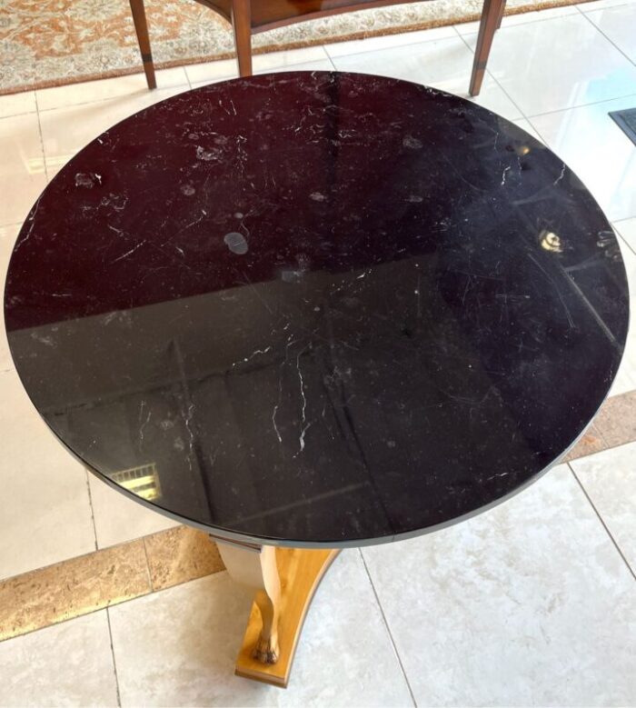 1990s ej victor biedermeier style table black marble top 1031