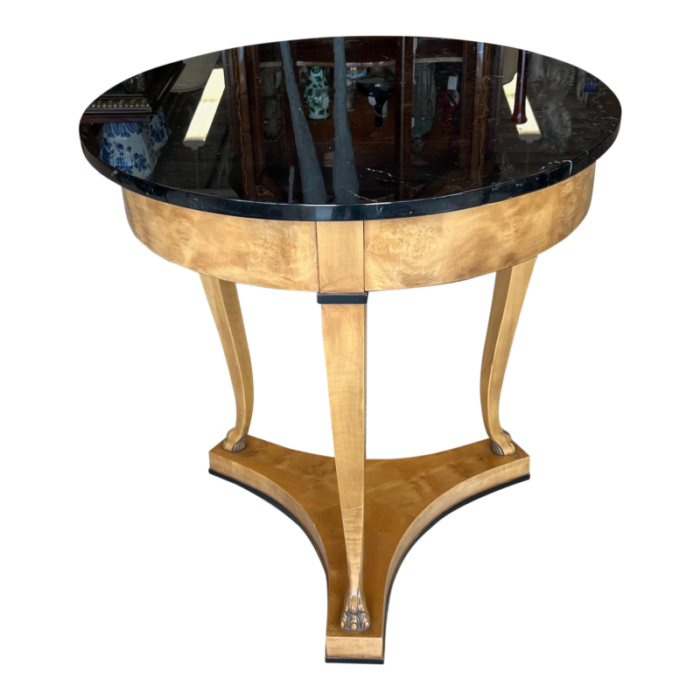 1990s ej victor biedermeier style table black marble top 1199