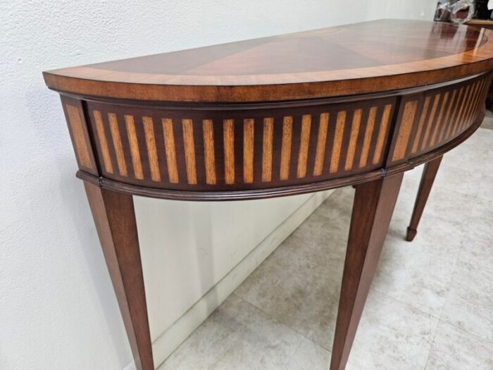 1990s ethan allen townhouse inlaid demilune sofa table 2785