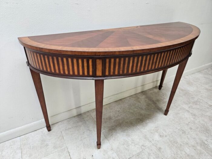 1990s ethan allen townhouse inlaid demilune sofa table 8908