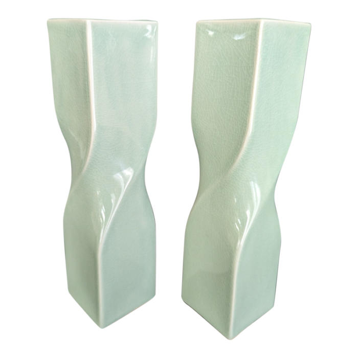 1990s maitland smith celadon porcelain vases a pair 2295