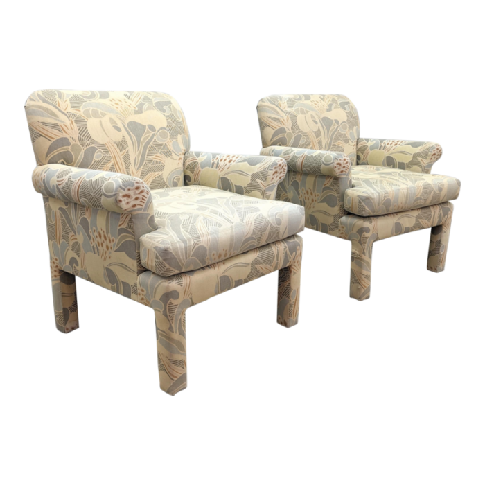 1990s modern upholstered parsons armchairs by clyde peasron set of 2 1960