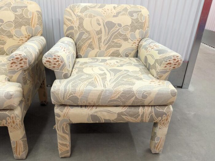 1990s modern upholstered parsons armchairs by clyde peasron set of 2 2400