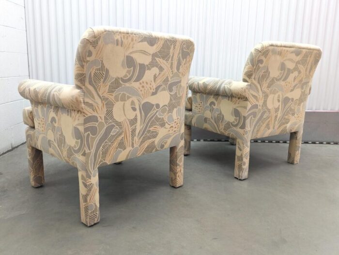 1990s modern upholstered parsons armchairs by clyde peasron set of 2 7701