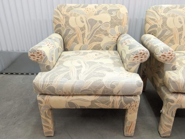 1990s modern upholstered parsons armchairs by clyde peasron set of 2 9830