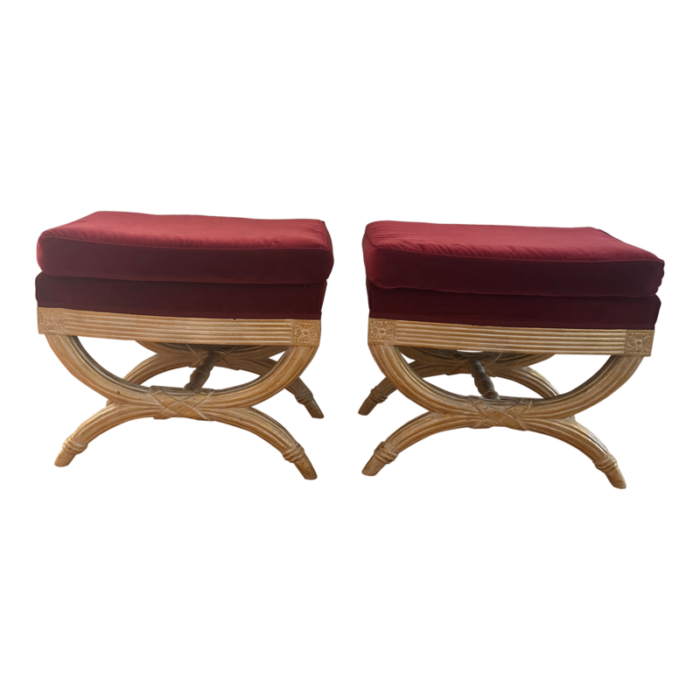 1990s velvet ottoman set of 2 6338