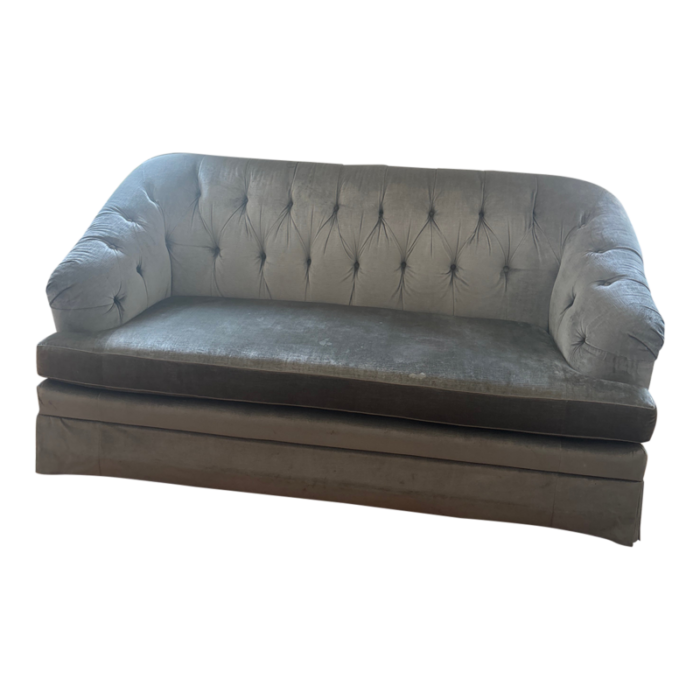 1990s vintage tufted velvet conversation loveseat 4055