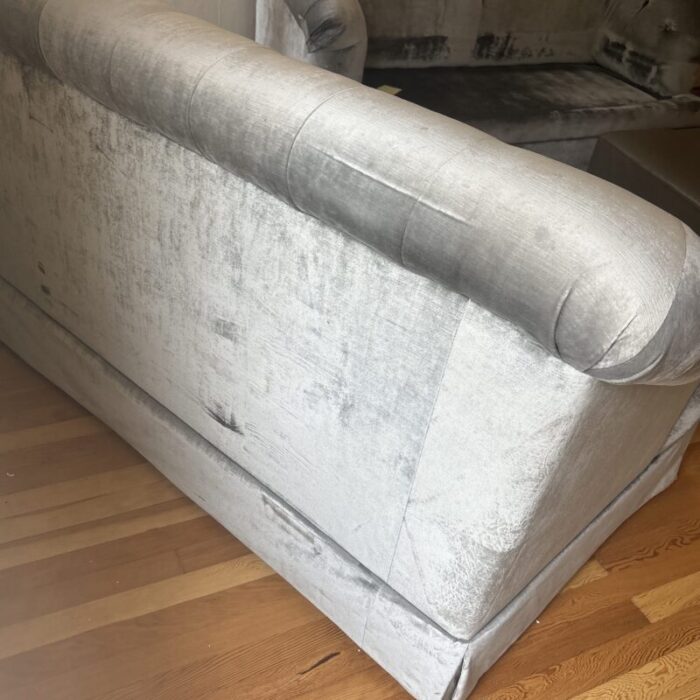 1990s vintage tufted velvet conversation loveseat 6915