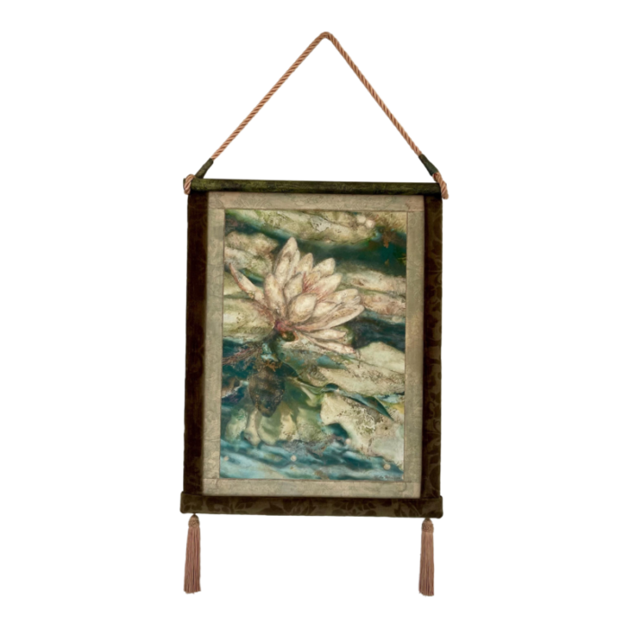 1990s water lily art boho framed wall art heather wilson vintage 6719