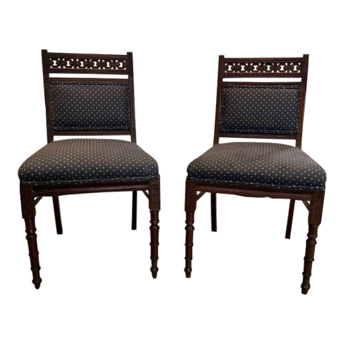 19th century antique pair of victorian eastlake side chairs 3986