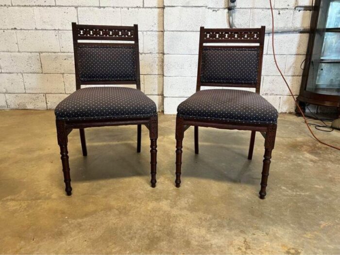 19th century antique pair of victorian eastlake side chairs 9712