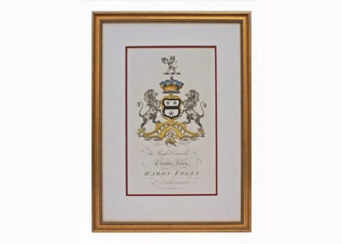 19th century armorial engraving framed coat of arms entryway wall art set of 4 8332