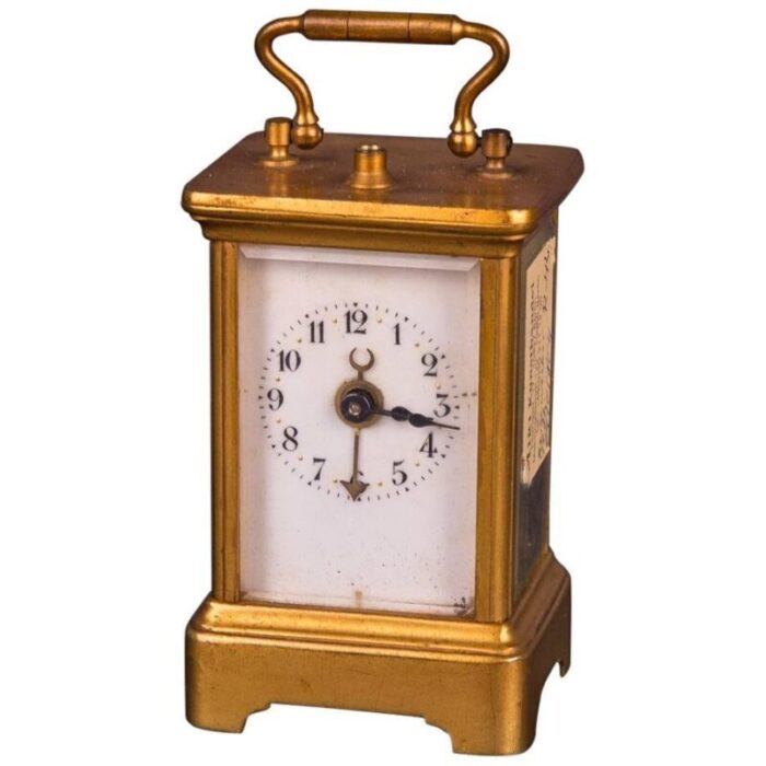 19th century brass travel clock 1