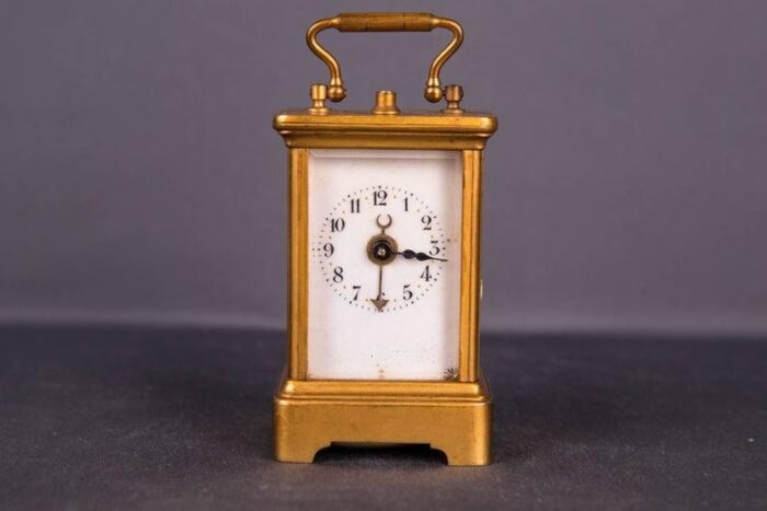 19th century brass travel clock 2